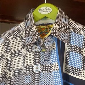 ROBERT GRAHAM Men’s Medium Blue Contrast